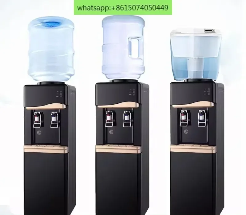 Hot and cold two faucet vertical water dispenser bottom loading of water dispenser