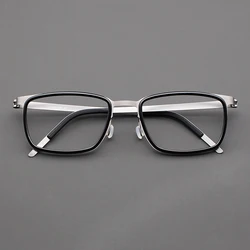 Denmark Brand Ultralight Rectangle Glasses Frame for Men Titanium Eyeglasses Women High-end Quality Screwless Eyewear 9711