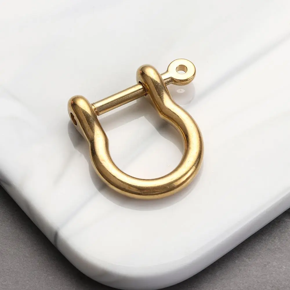 High Quality Screw Joint Connector Shackle Fob Key Ring Solid Brass Carabiner D Bow Staples Keychain Hook