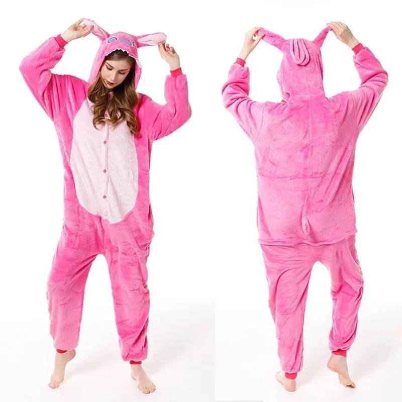 Adults Stitch Cosplay Pajamas Anime Stitch Cute Costume Jumpsuit Pajamas Hooded Sleepwear Halloween Costume for Men Women image 2