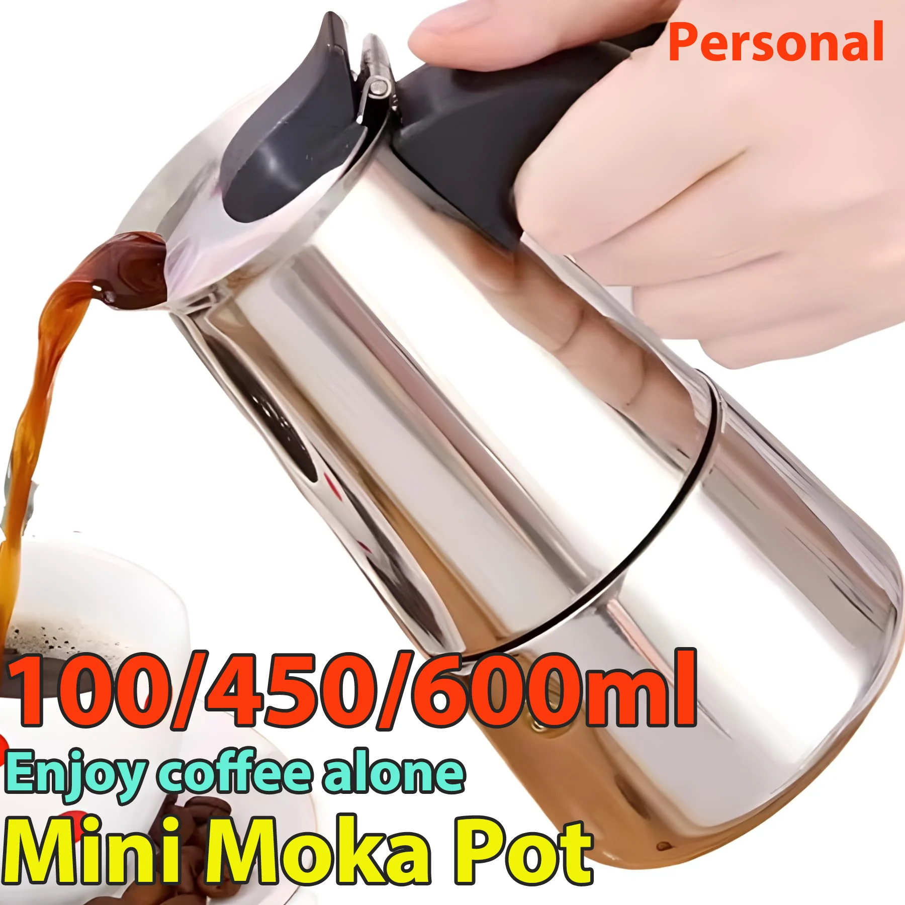 

Mini Stainless Steel Moka Pot Personal Espresso Maker 1-6Cups,Stovetop Moka pot,Percolator Coffee Pot,Italian Coffee Maker