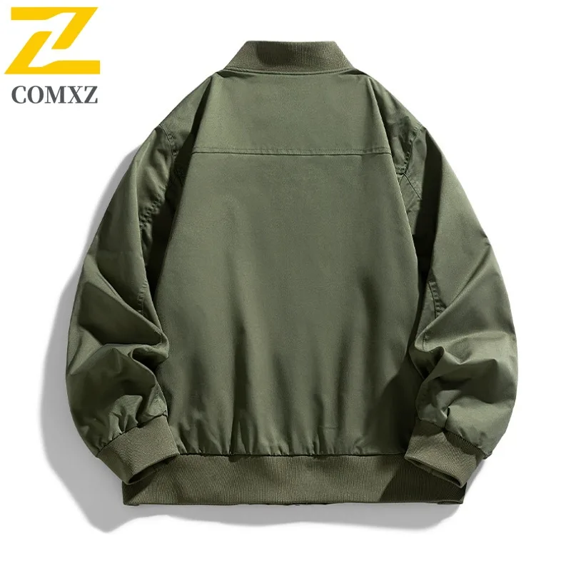 COMXZ Tooling Jacket Men Autumn New High Quality Loose Fit Adventure Jackets Casual Baseball Collar Windproof Plus Size Coat