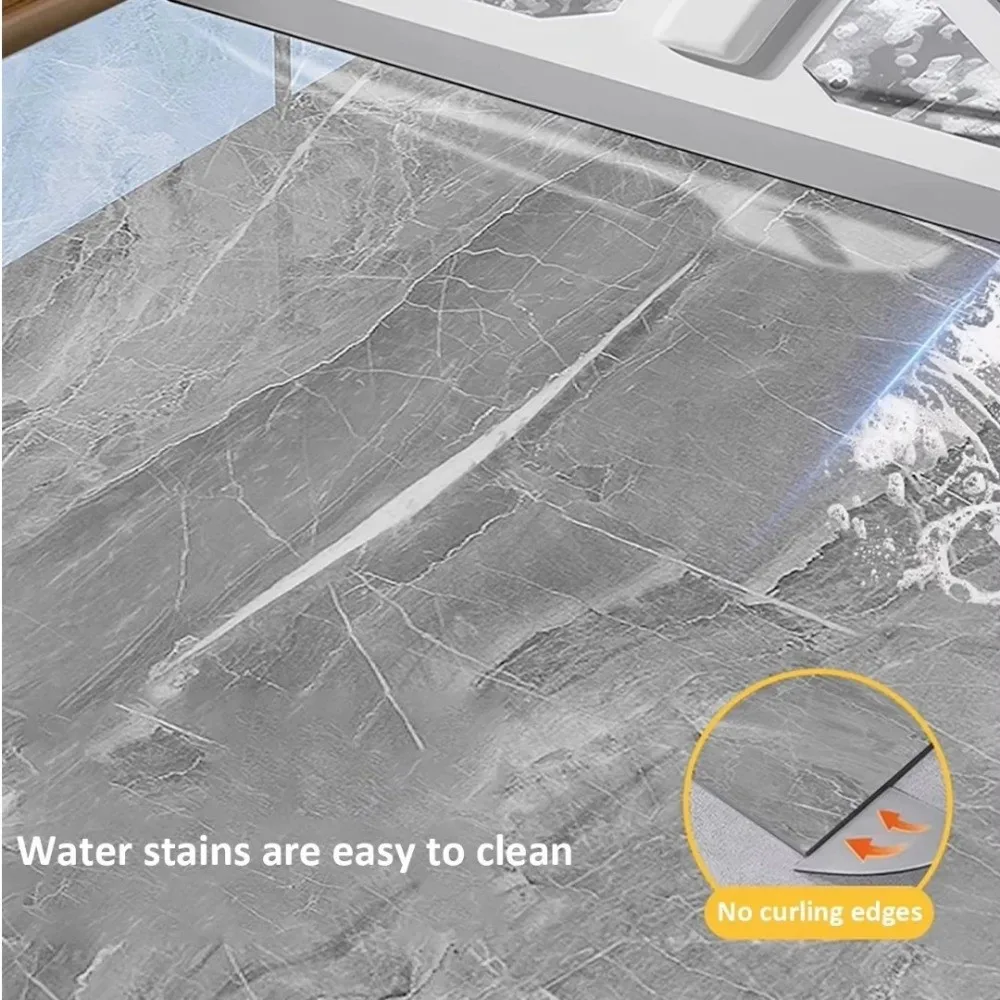 Imitation Marble Floor Tiles Non-Slip Waterproof Self-Adhesive Wallpaper Wear-Resistant Peel and Stick Decorative Floor Stickers
