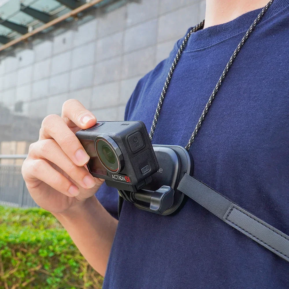 Flymile المغناطيسي الصدر جبل + حزام الرقبة الحبل ل DJI OSMO 360/Action 5 Pro كاميرا المغناطيس الجسم POV Selfie حامل الملحقات