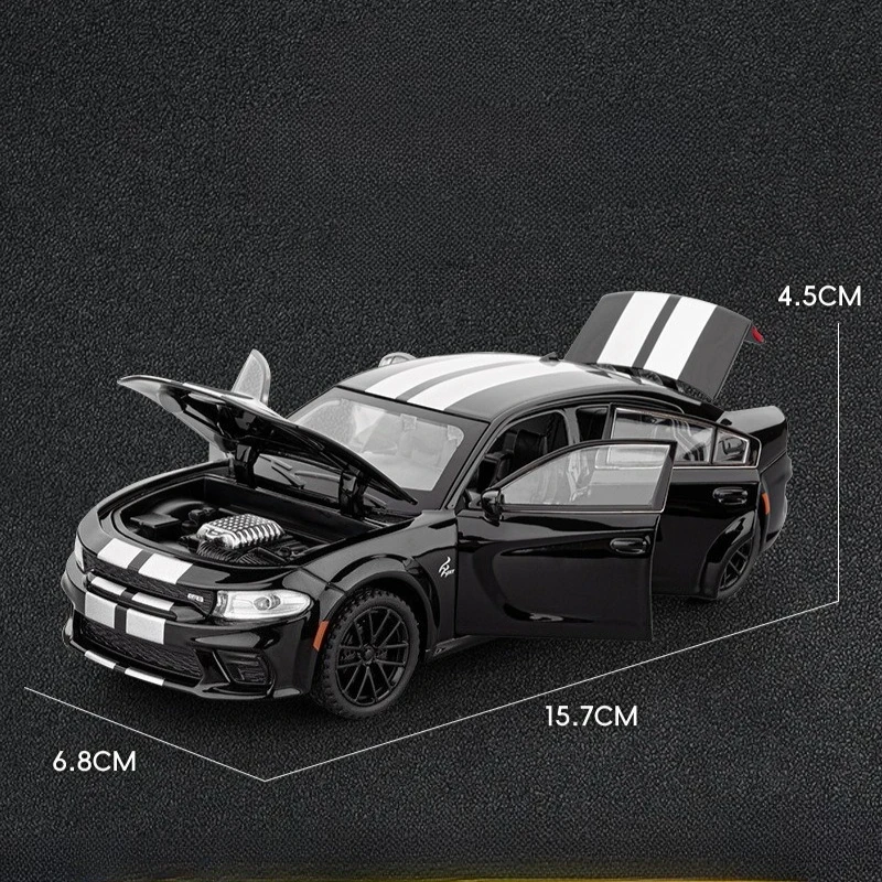 Simulation 1/32 Scale Dodge Charger Alloy Car Model with Sound Light Children Boy Diecast Toy Vehicle Birthday Gift Miniature