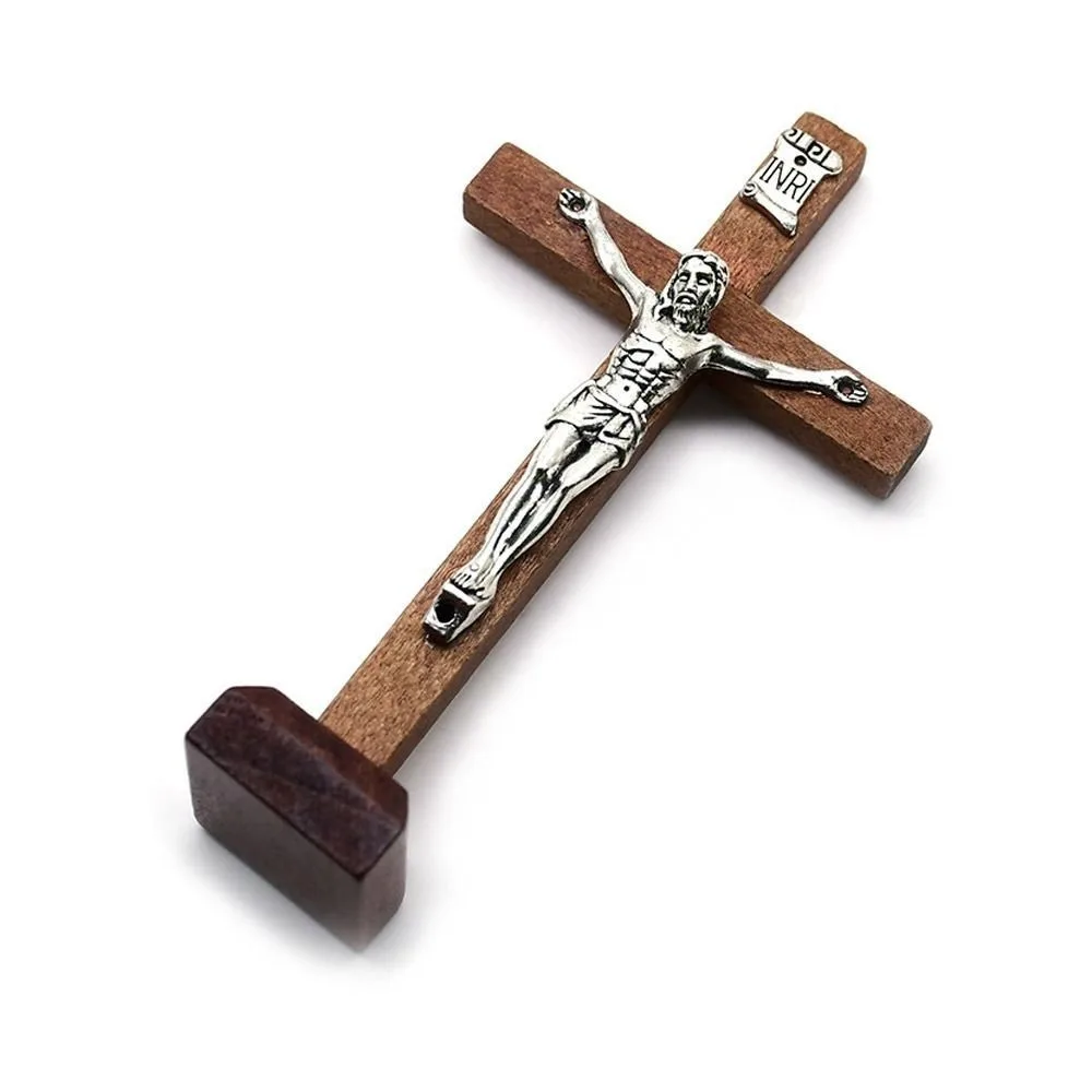Gift With Stand Wood Crucifix Catholic Religious Charm Catholic Jesus Cross Wooden Prayer Vintage Religious Decoration Church