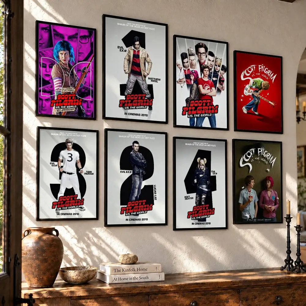 movie Scott Pilgrim vs. the World Poster Waterproof HD Self Stick Poster Unframed Wall Art Decor for Home Room Decoration Gift