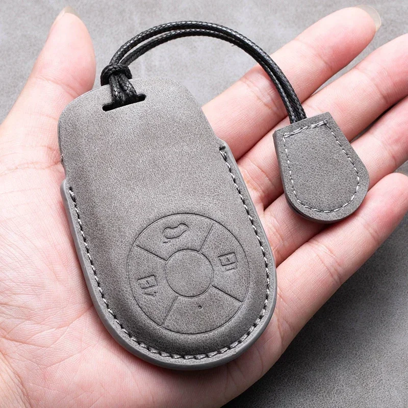 

Leather Car Key Case Cover for GWM HAVAL H6 M6 ORA Good Cat White Cat IQ Car-Styling Auto Smart Key Fob Shell Keychain