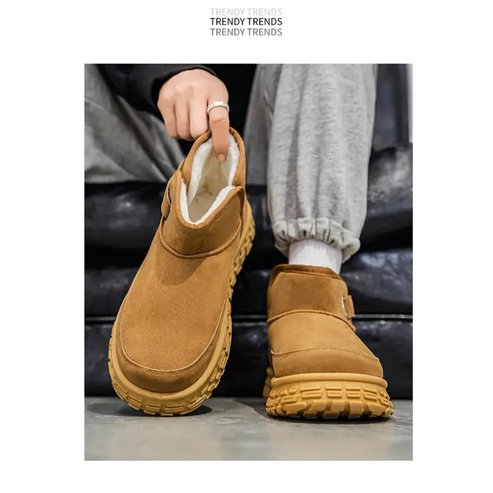 

Winter Snow Boots for Man Plush Thick-Bottom Warm Thermal Insulated Fleece-Lined Men Ankle Boots Platform Outdoor Casual Shoes