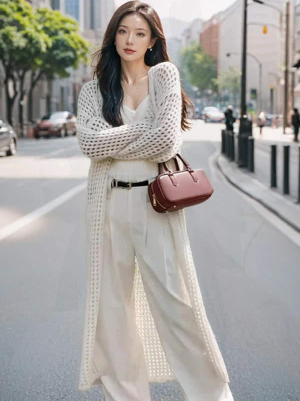 Длинный тонкий хлопковый вязаный открытый кардиган, женский летний V-Ne, кондиционер, защита от солнца, легкая верхняя одежда, шило, вязаный купальник...