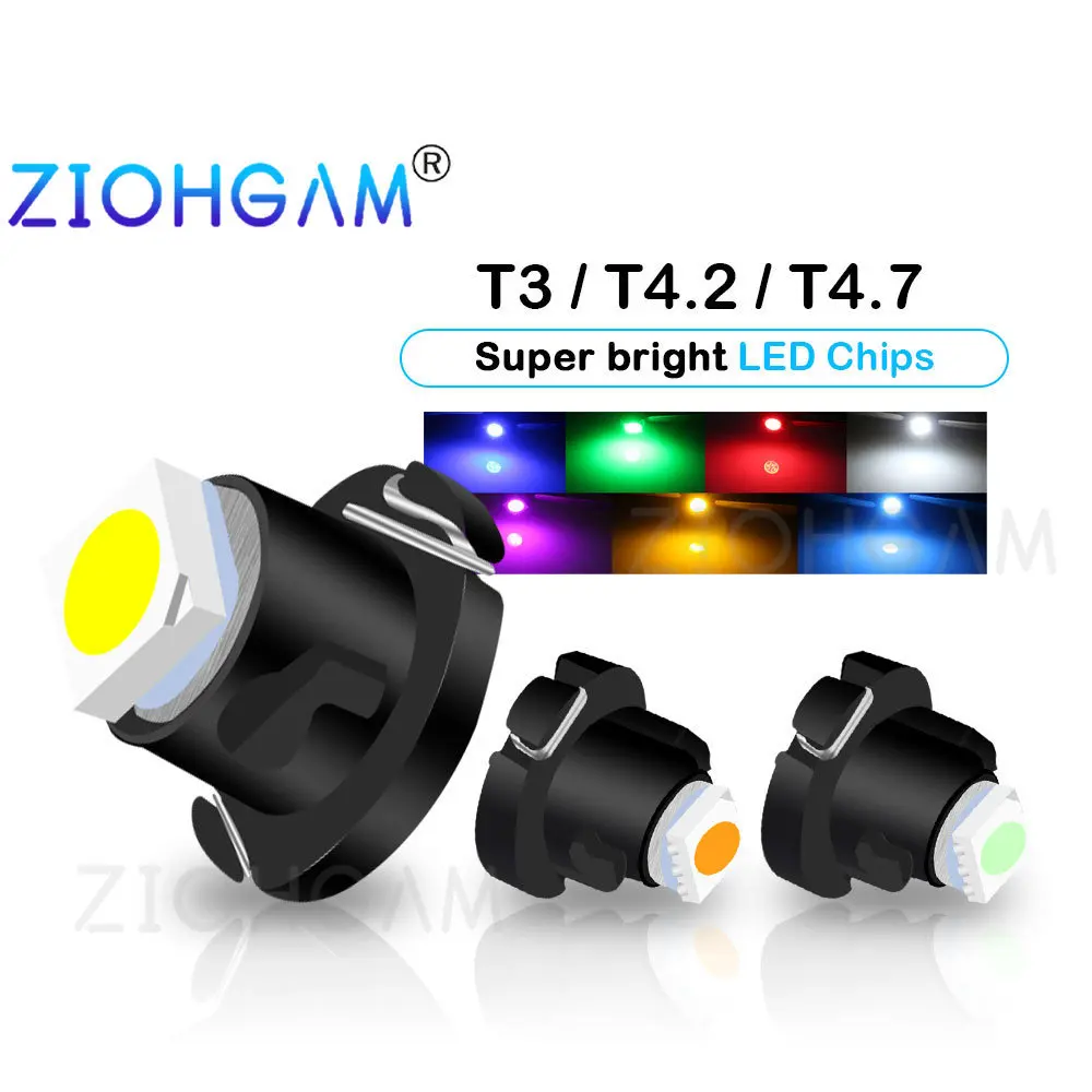 

ZIOHGAM 8PCS T3 Led T4.2 T4.7 Bulb Neo Wedge Switch Radio Climate Control Instrument Dashboard Indicator Lamp Panel Light Car