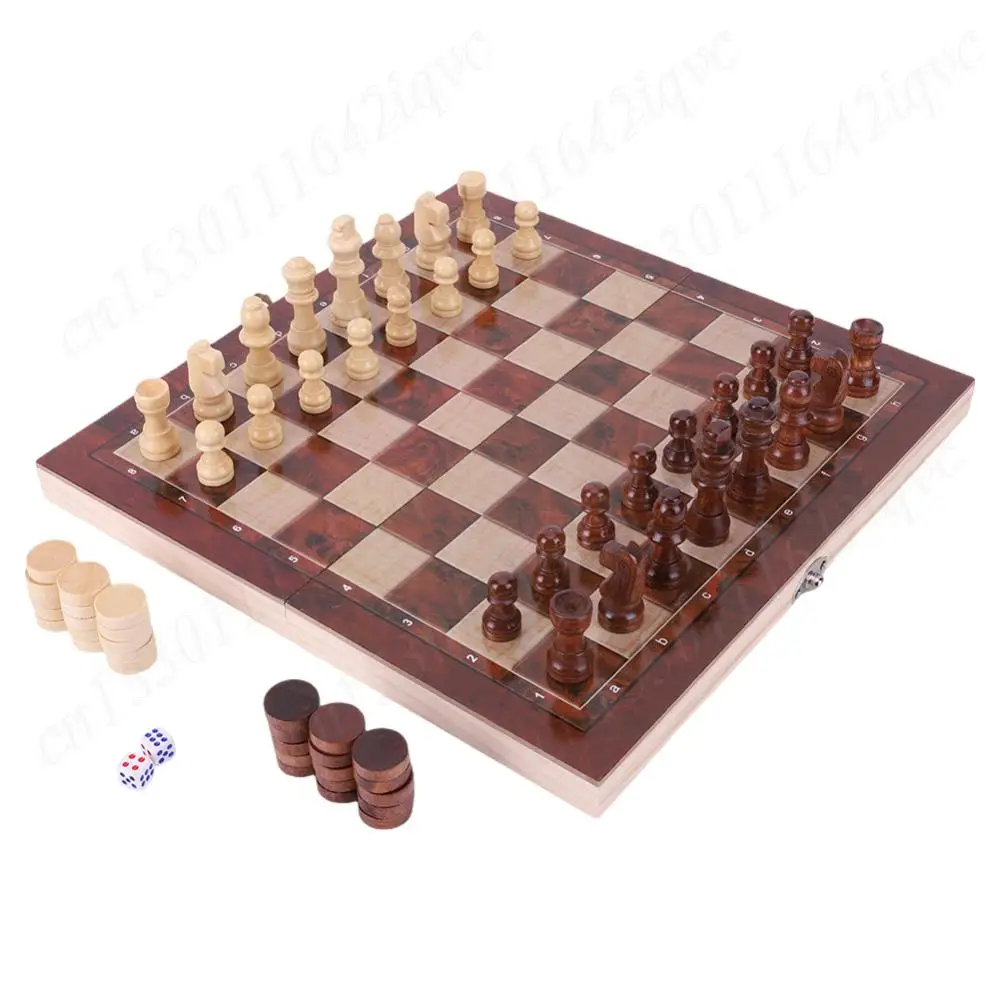 No tóxico 29x29cm 3 en 1 Chuchers Backgammon desarrollando pensamiento estratégico ajedrez juego de mesa de madera para niños adultos