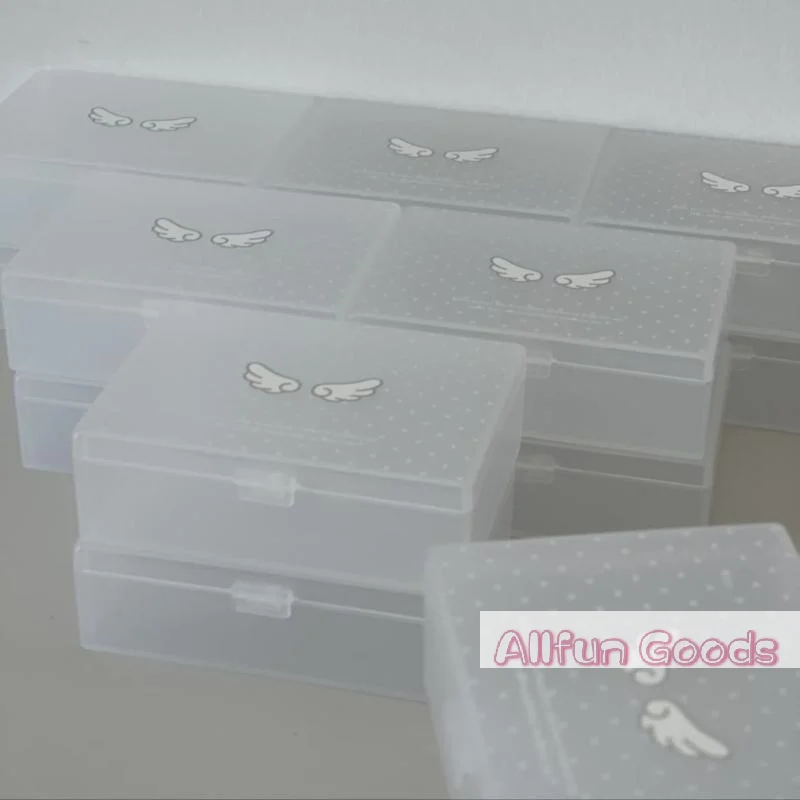 [TG835]1Pcs Frosted Casual Korean Photocard Storage Box Star Polka Dot Wings Desktop Dustproof Case For Stickers Holder