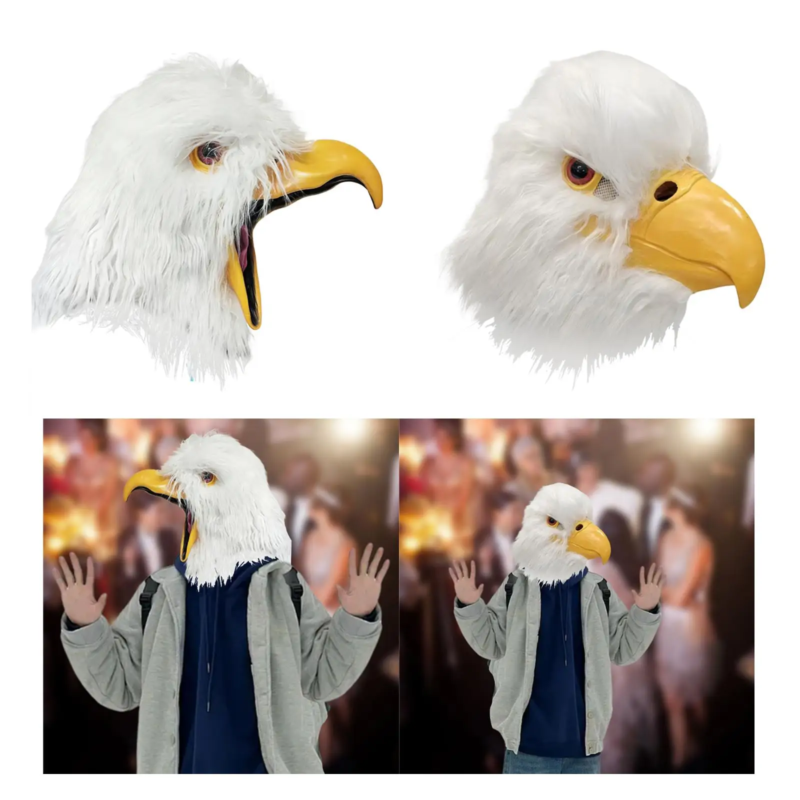 

Bald Eagle Head Mask Headdress Party Christmas Animal Bird Mask Halloween Costume for Holiday Stage Shows Pub Festival Role Play