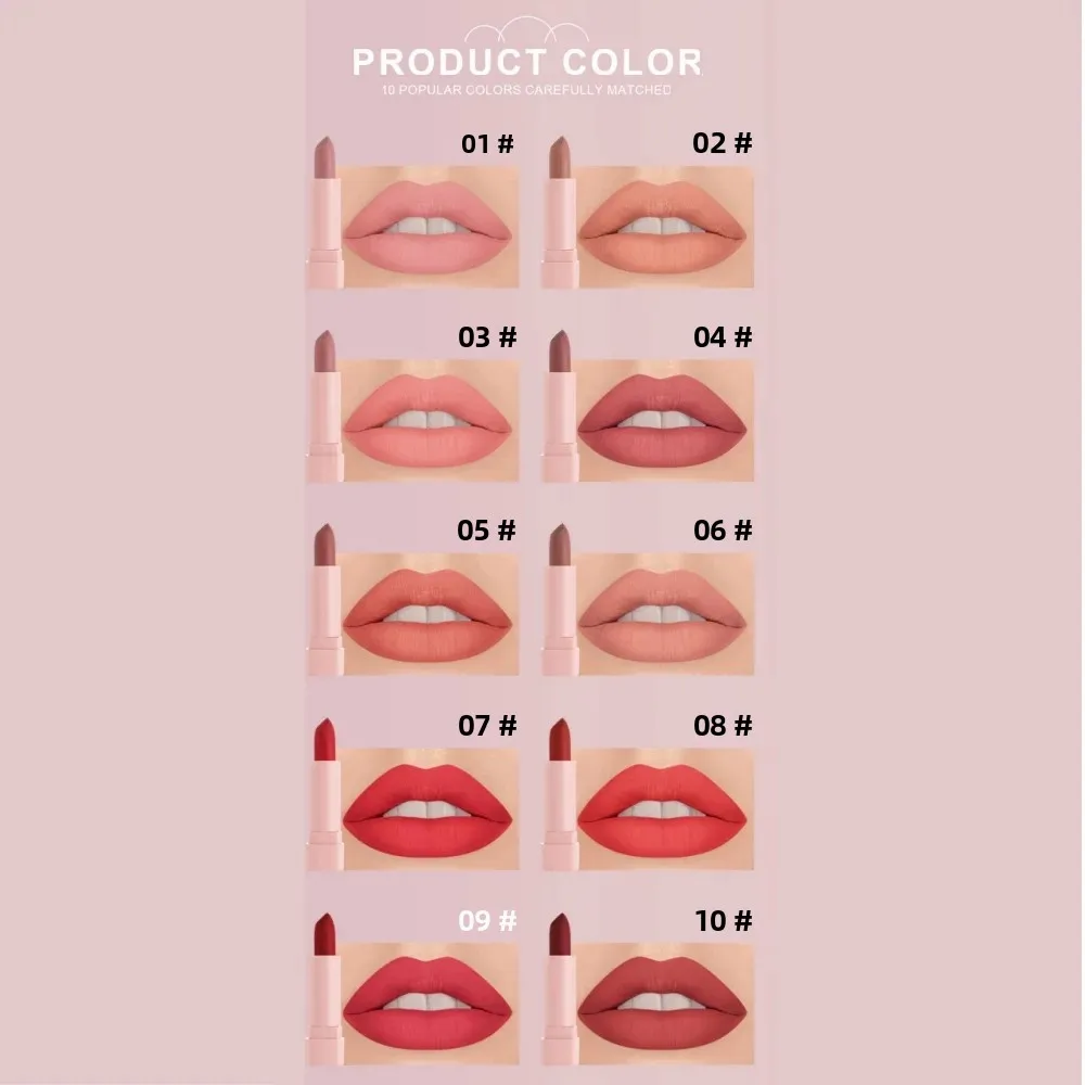 Dragon Ranee-Mini lápiz labial de 10 colores, conjunto con caja de regalo, desnudo, mate, suave, niebla, resistente al agua, taza antiadherente, Mini juego de brillo de labios de alto pigmento