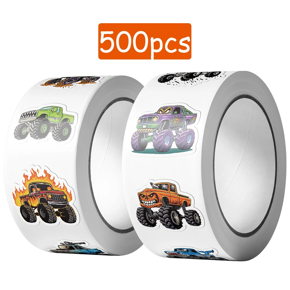 500pcs Cartoon Monster Truck Roll Stickers Decals For Laptop Scrapbook Skateboard Suitcase DIY Graffiti Aesthetic Stickers