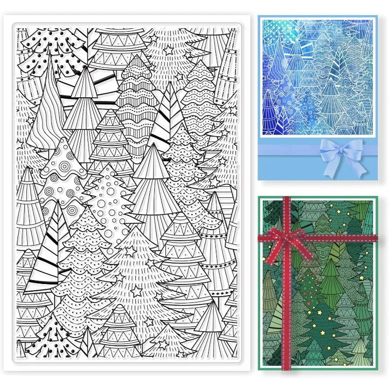 Christmas Tree Silicone Clear Stamp Winter Pine Tree Transparent Silicone Stamp Tree Background Rubber Stamp for Scrapbook