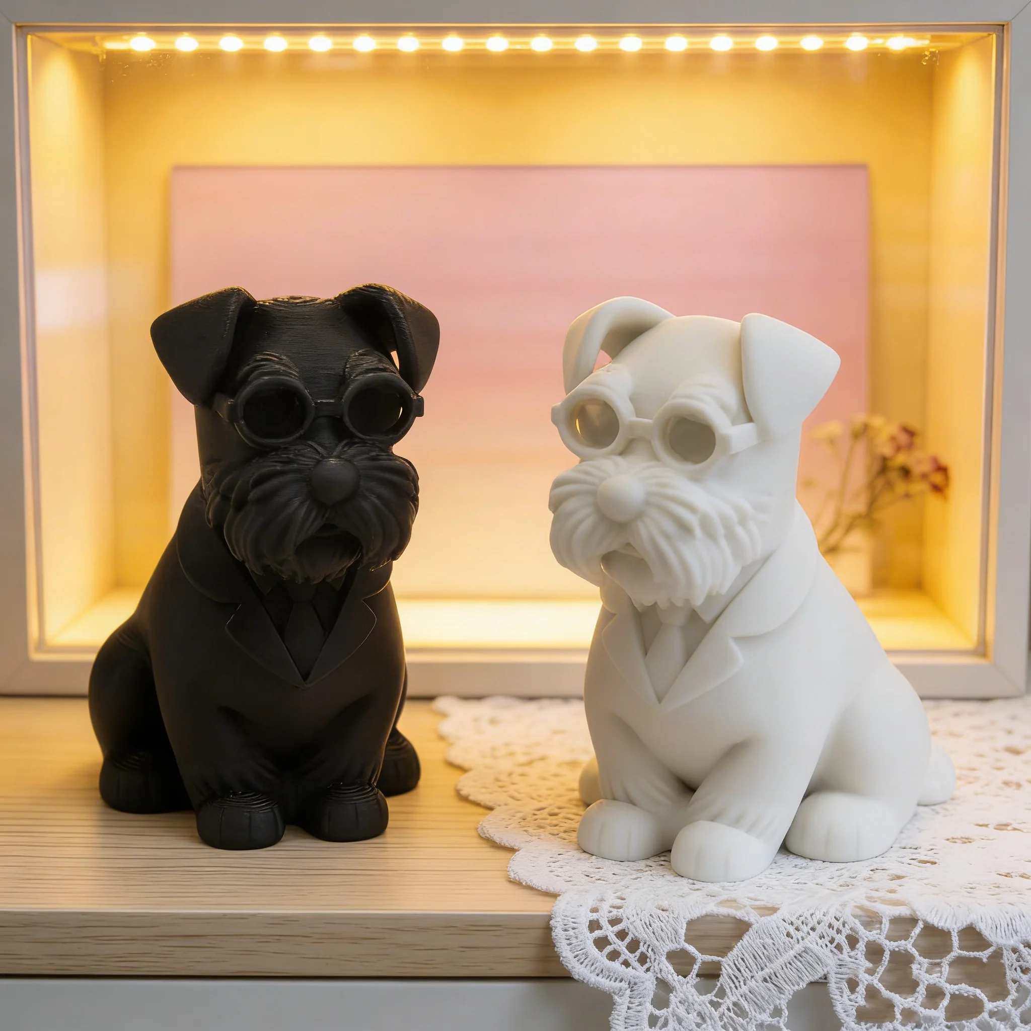 Figura de Schnauzer con Traje de Caballero, Impresión 3D, Linda Estatua de Perro, Mini Adornos de Cachorro para el Hogar, Oficina, Escritorio, Decoración Minimalista