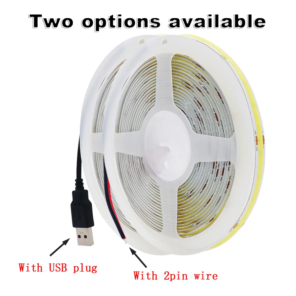 Imagem -04 - Flexível Cob Led Strip Light tv Backlights Lâmpada da Noite Home Decor Usb Branco Vermelho Verde Rosa Gelo Azul Amarelo dc 5v 320 Leds