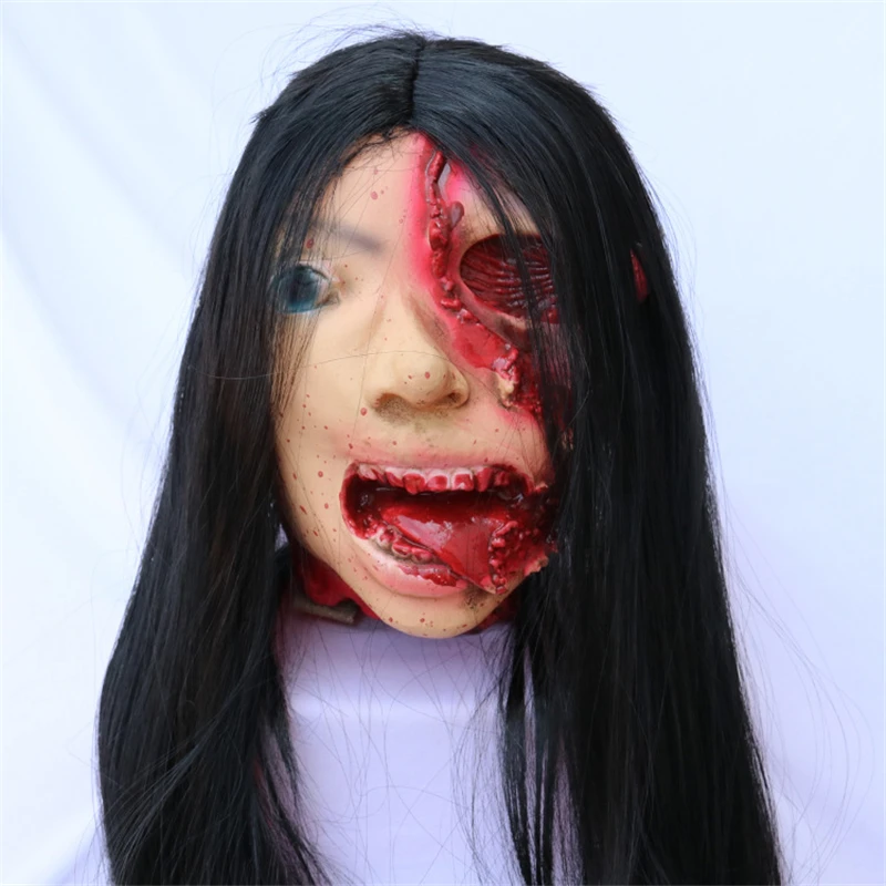 

Голова-манекен для Хэллоуина: Ужасающая голова ведьмы-призрака с длинными волосами, украшение в виде обезглавленной головы, реквизит для Хэллоуина, подвеска в виде сломанной головы