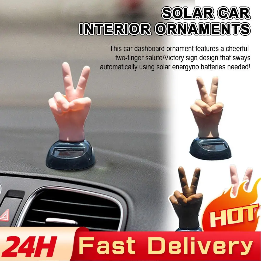 Solar Finger Dancing Car Decor - Creative Moving Hand Motion, Ornament Dashboard With Auto Nodding Toy Novelty K5X4