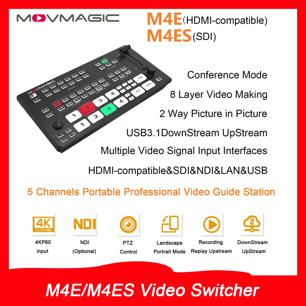 Movmagic M4E&M4ES 5-channel Professional Video Switcher 5.5