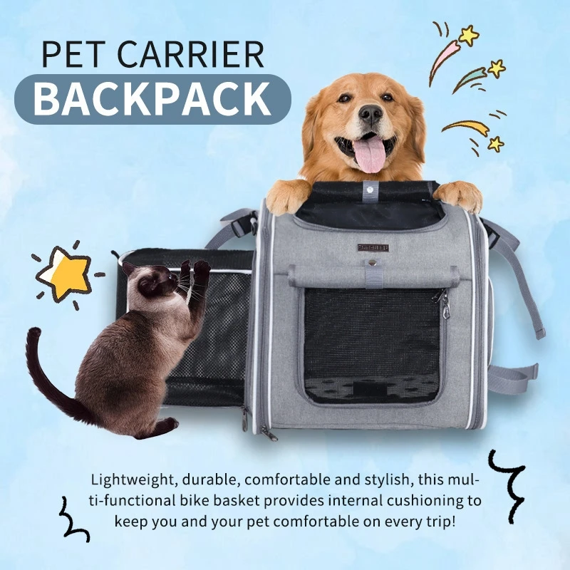 

Pet Bike Front Basket Foldable Dog Cat Carrier Removable Liner Lightweight Steel Frame For Small Pets Commuting Park Rides