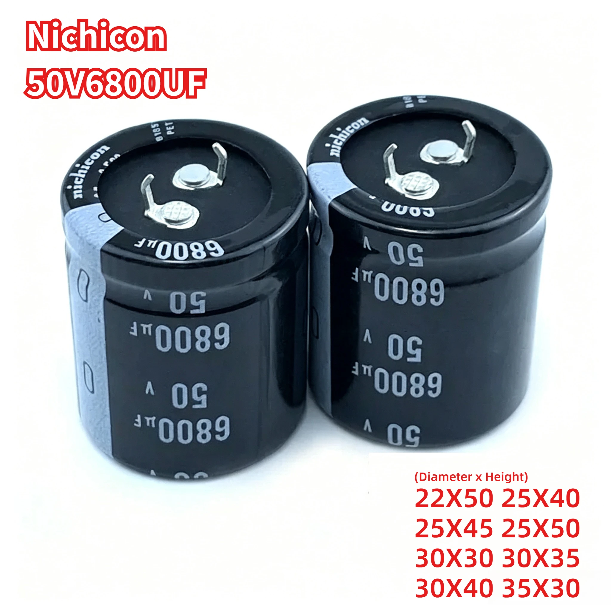 2pcs 50V6800uF Nichicon 6800uF 50V 22X50 25X40 25X45 25X50 30X30 30X35 30X40 35X30 Snap-in PSU Amplifier Capacitor