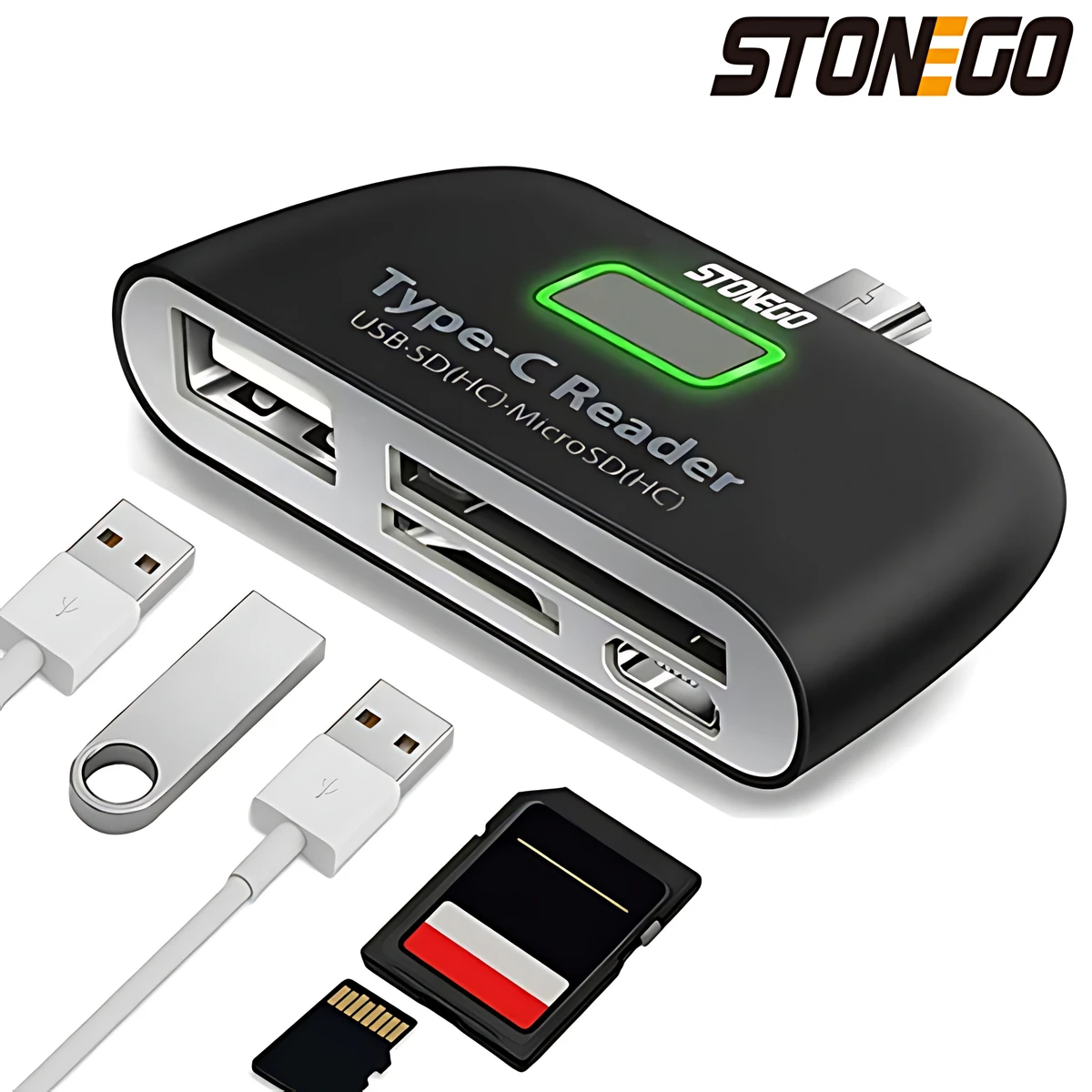 STONEGO-Telefone Inteligente Durável de Alta Velocidade, Multifuncional, Adaptador Universal, TF Micro SD, Porta de Carregamento USB, USB 3.1, 4 em 1