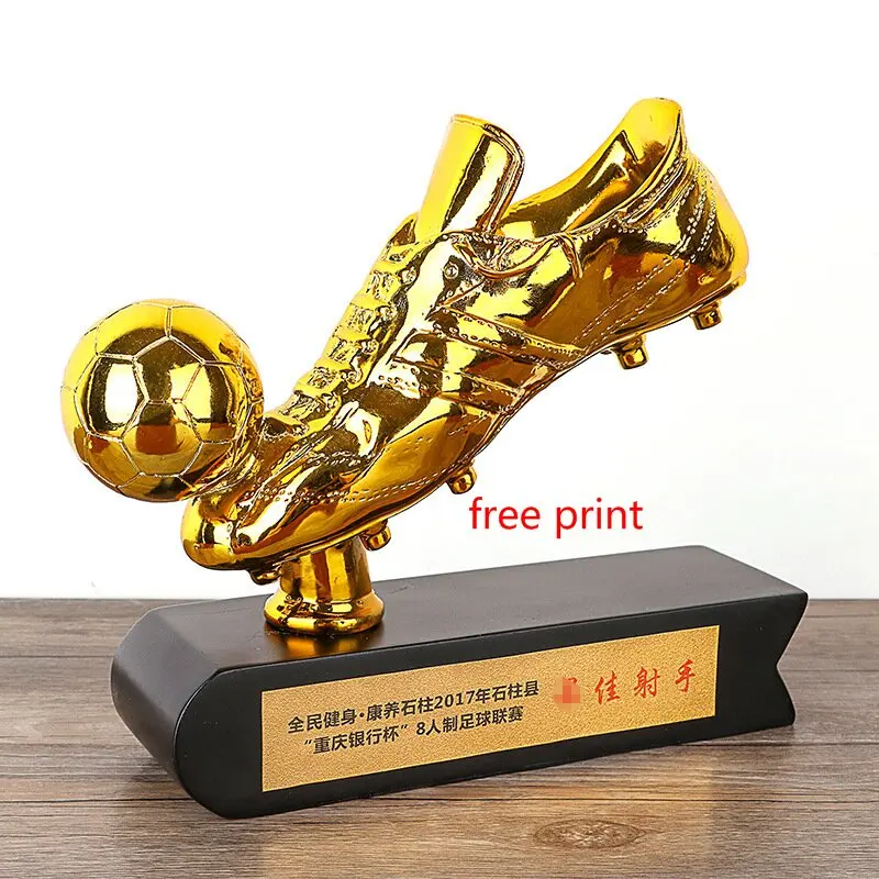 

new style Golden Boot Shoe Trophy Replica with soccer ball The Golden Boot Award football shoes fans Souvenirs Collectible