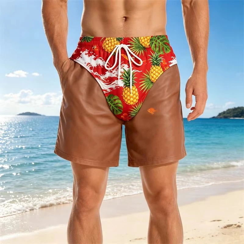 Unisex Funny 3D Optical Illusion Board Shorts Novelty Fake Bikini Print Quick‑Dry Beach Swim Trunks Summer Holiday Casual Shorts