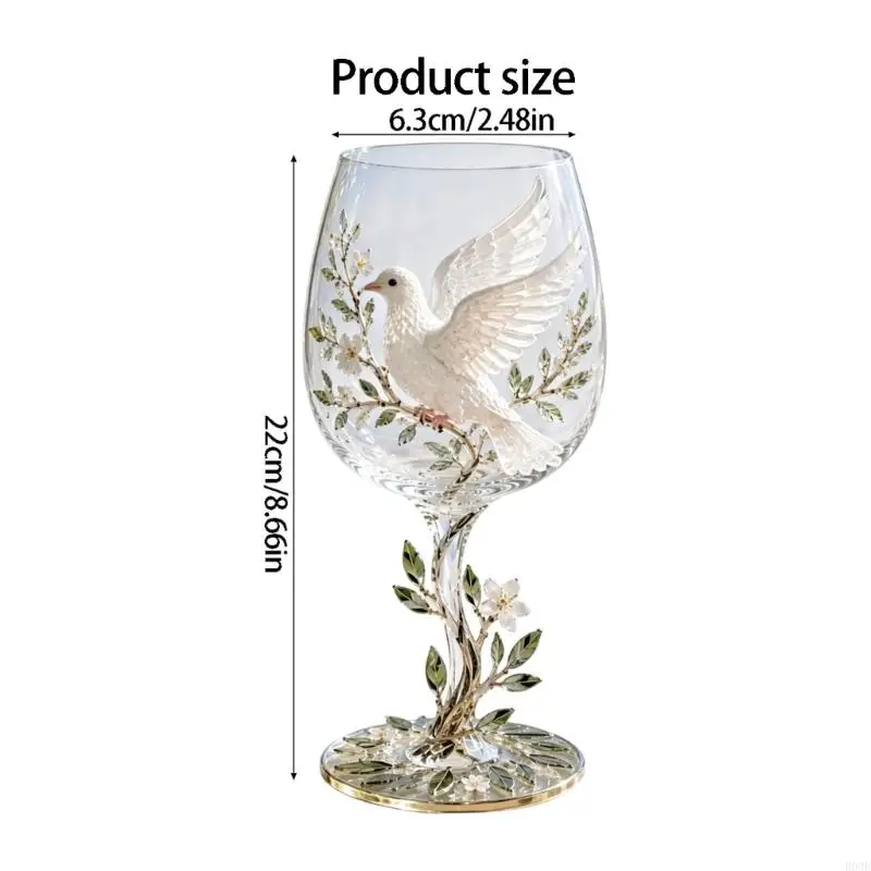 Decorative Bird Wine Glass with Design, Stemmed Glass Goblet for Serving Wine, Fruit Wine, or Cold Beverages B03E