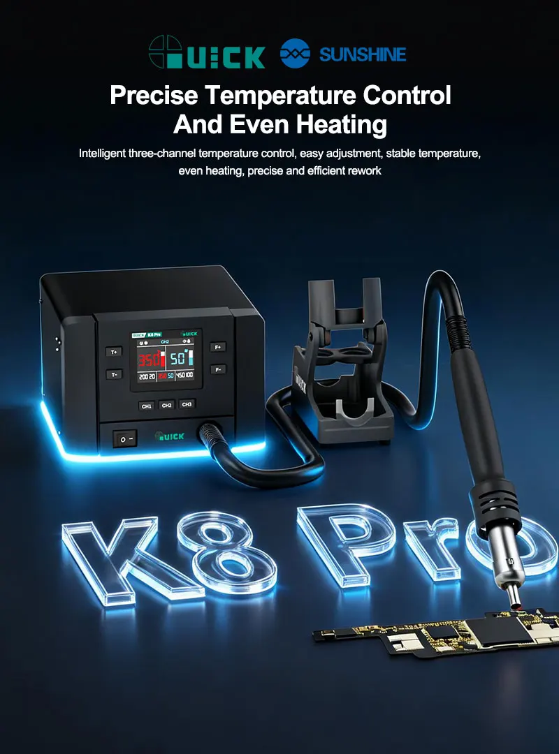 QUICK K8 Pro Lead Free Hot Air Soldering Station 1000W High Power For Mobile Phone Motherboard PCB Welding Repair Tool