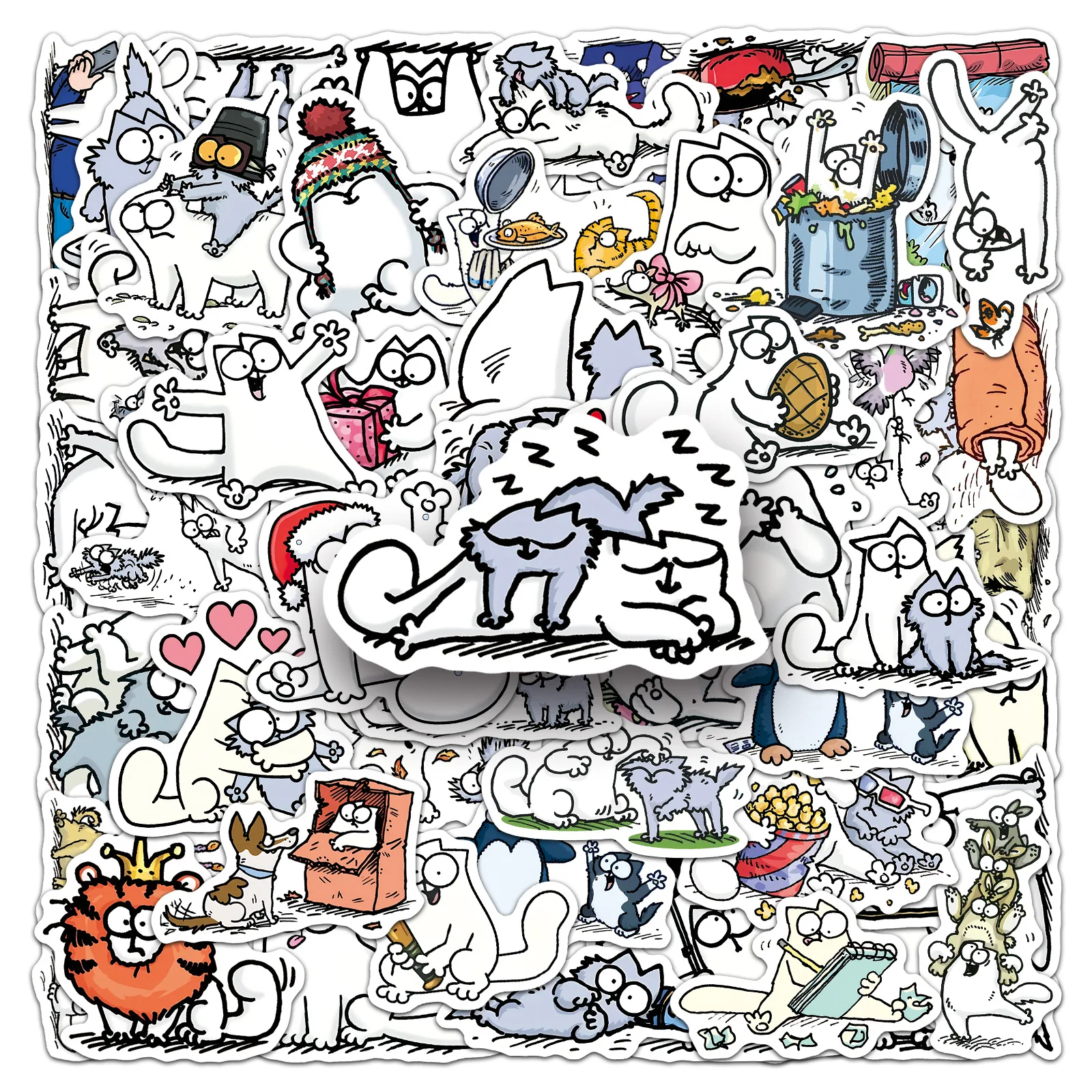 

50PCS Cute Simons Cat Stickers Funny Cartoon Cat Cartoon Cat Meme DIY Decorative Phone Case Notebook Waterproof Sticker Kids Toy