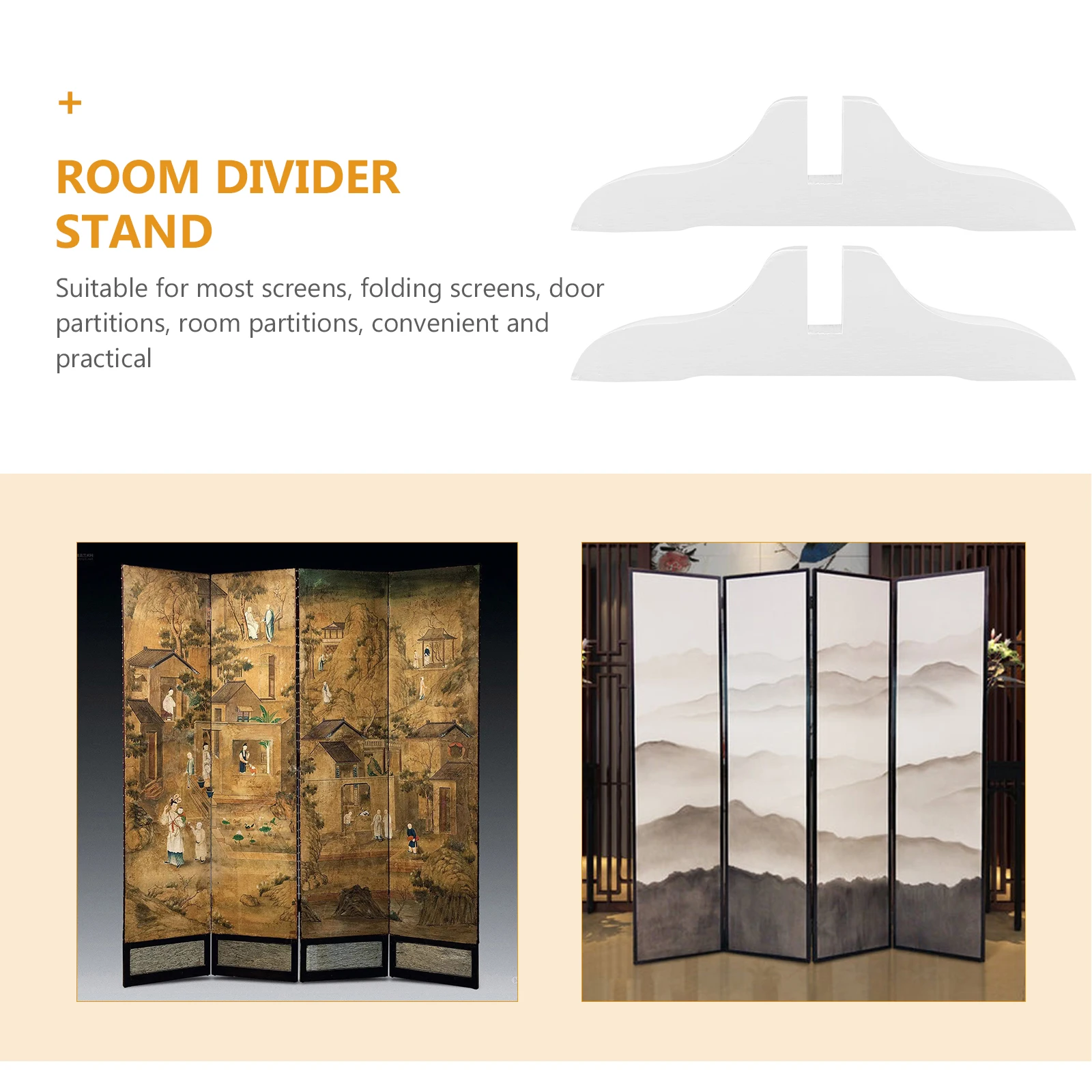 

2pcs Room Divider Stand Stable Wooden Bases Wear-Resistant Screen Feet Thickened Home Partition Support Brackets For Office