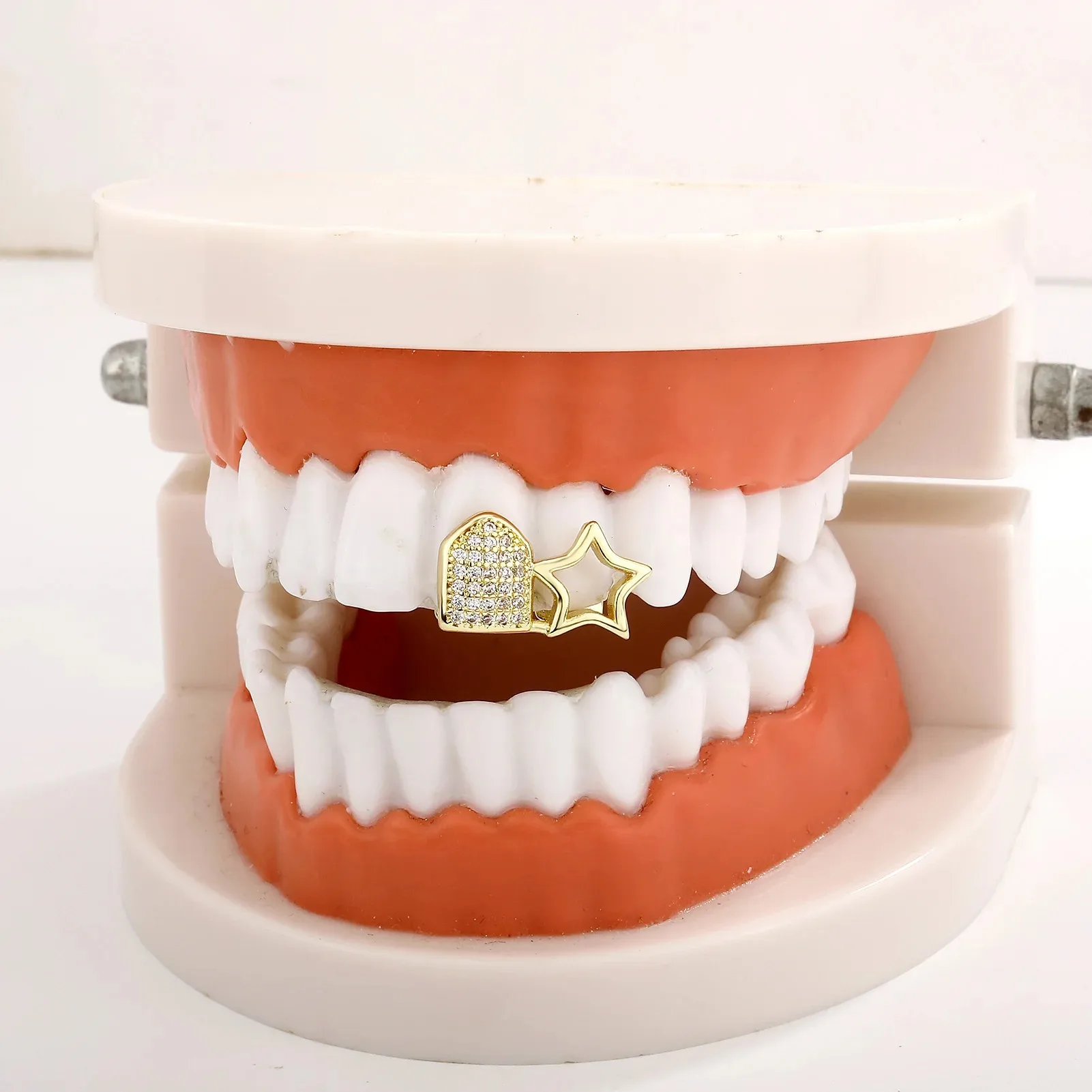Y2K Mixed Style Hollow Star Teeth Grillz Hip Hop Double CZ Stone Tooth Caps For Women Men Jewelry Cosplay Gift