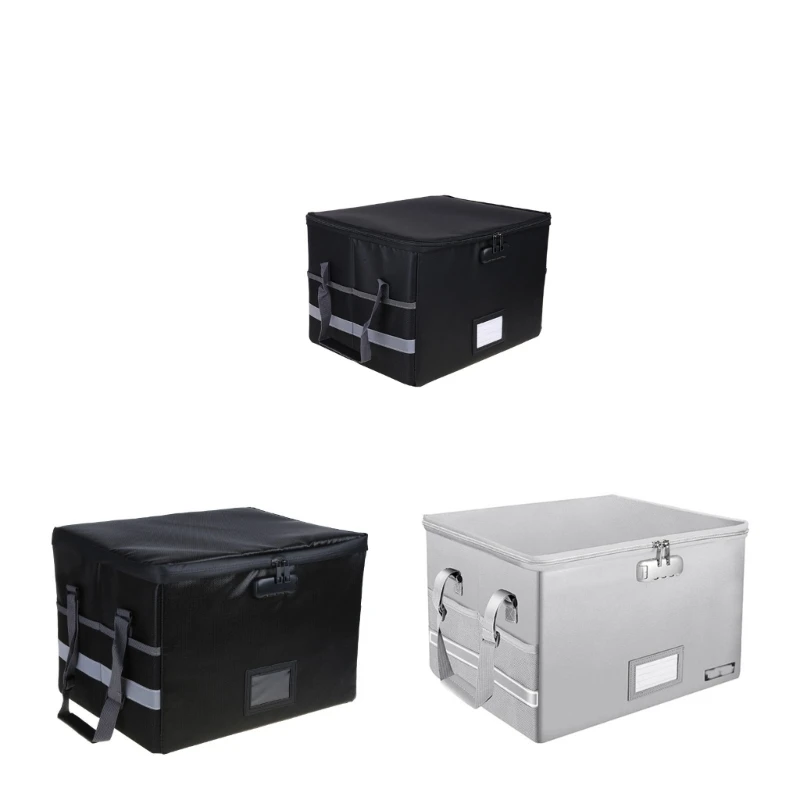 

Fireproof Document Box Folding Fireproof File Box with Lock File Folder Organiser for Letter Legal Folder Document File