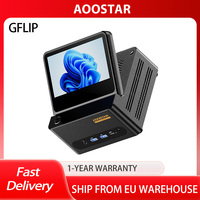 AOOSTAR GFLIP Mini PC Barebone (No RAM No SSD), 5 inch 1920*1080 60Hz Screen, AMD Ryzen Al 9 HX 370 12 Core Max 5.1GHz, 2*USB4