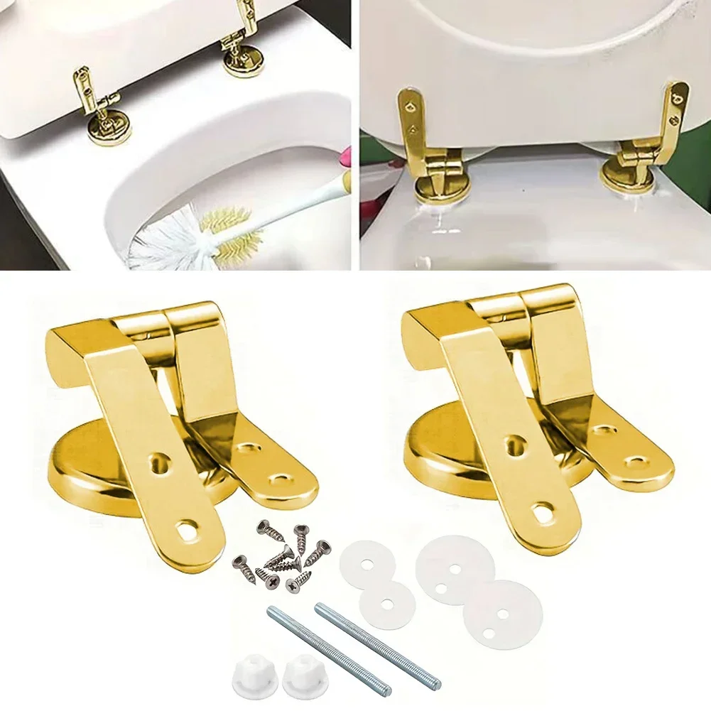 

1 set Gold Toilet Seat Hinges Spare Gold Replacement Toilet Cover Mounting Connector Household Bathroom Parts Accessories