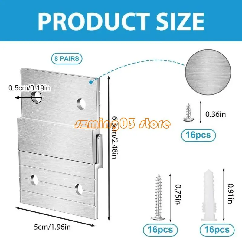H9EC Interconnesso French Cleat Z Hanger Alluminio Fante Organizzazione Home Organizzazione Strumento 8 coppia per arte e