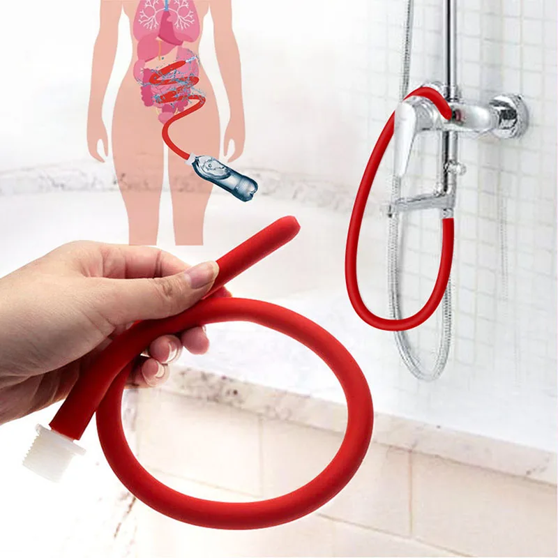 Flexible Enema Bidet Tube Silicone Comfortable Nozzle Enema Attachment for Men 50cm Hose Bathroom Accessories