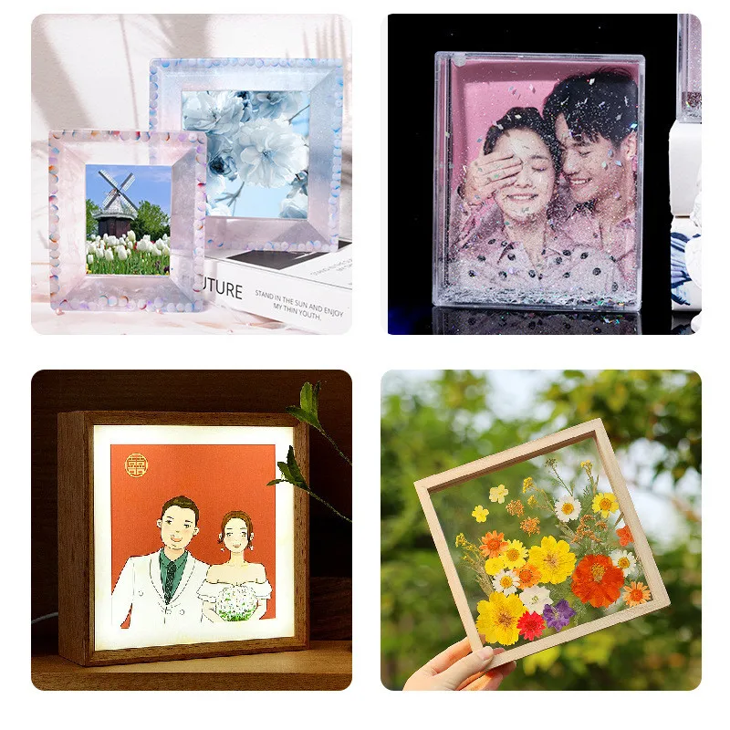 Diy Rectangle Square Photo Frame Silicone Mold Crystal Frame Epoxy Resin Molds Used For Home Decoration Craft Art Supplies