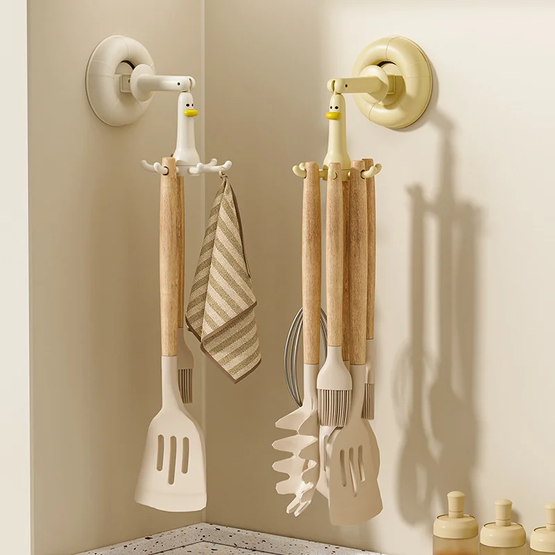 

Kitchen Suction Cup Octopus Rotating Hook No-Drill Kitchen Utensil Holder Spatula Spoon Storage Rack Organizer