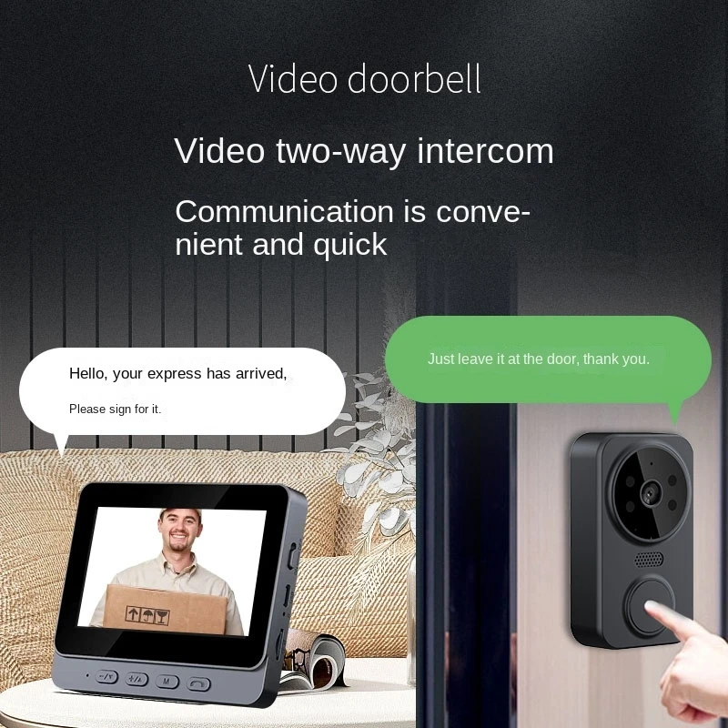 Timbre de vídeo inteligente Tuya, timbre inalámbrico con detección automática de WiFi de 2,4G, batería de 800mAh, cámara HD, pantalla IPS de 4,3 pulgadas, seguridad en el hogar