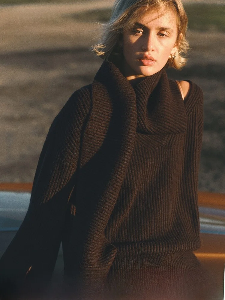 

H&M Весенний женский вязаный свитер-шарф, повседневный, свободного кроя, из смесовой ткани (шерсть, полиэстер, акрил), тонкий, стандартный крой