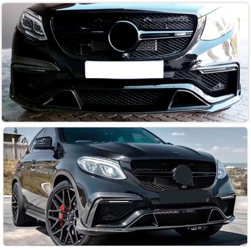 Car Front Bumper Lip Spoiler for Mercedes-Benz GLE Class C292 GLE63 AMG Sport 2015-2019 Racing Front Lip Chin Apron Carbon Fiber