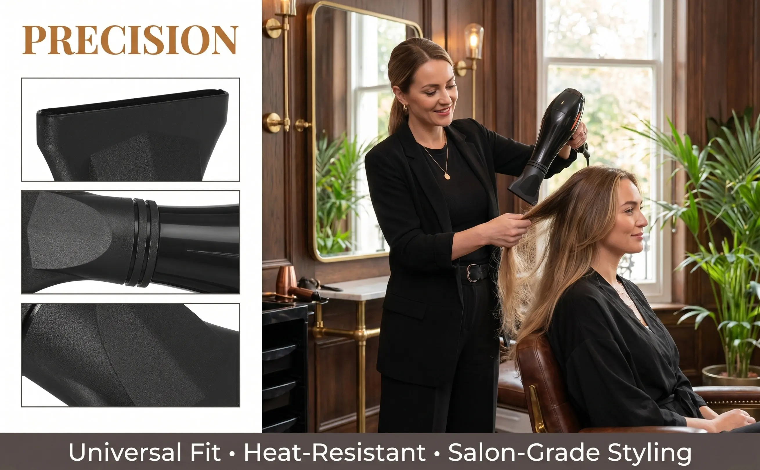 Blow Dryer Nozzle Attachment Narrow Design for Even Heat Distribution Professional Hair Dryer Diffuser Suitable for Home and