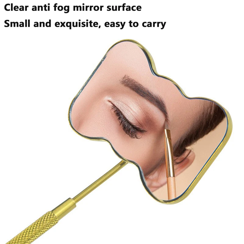مرآة رموش من الفولاذ المقاوم للصدأ ومرآة رموش زجاجية كبيرة، مرآة مكياج تمديد رموش محمولة قابلة للفصل #4