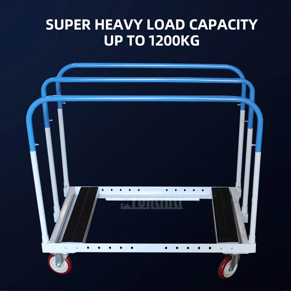 Glass Panel Round Table Cart, Heavy Duty Material Transfer Push Pull Handling Tool Cart, Universal Brake Wheels