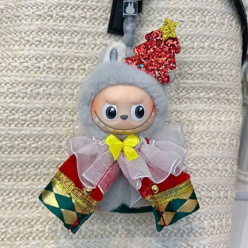 Labubu 4.0 عباءة عيد الميلاد كيب الزي لطيف سانتا نمط القلب رمز سلسلة ملابس الدمى واللباس #4